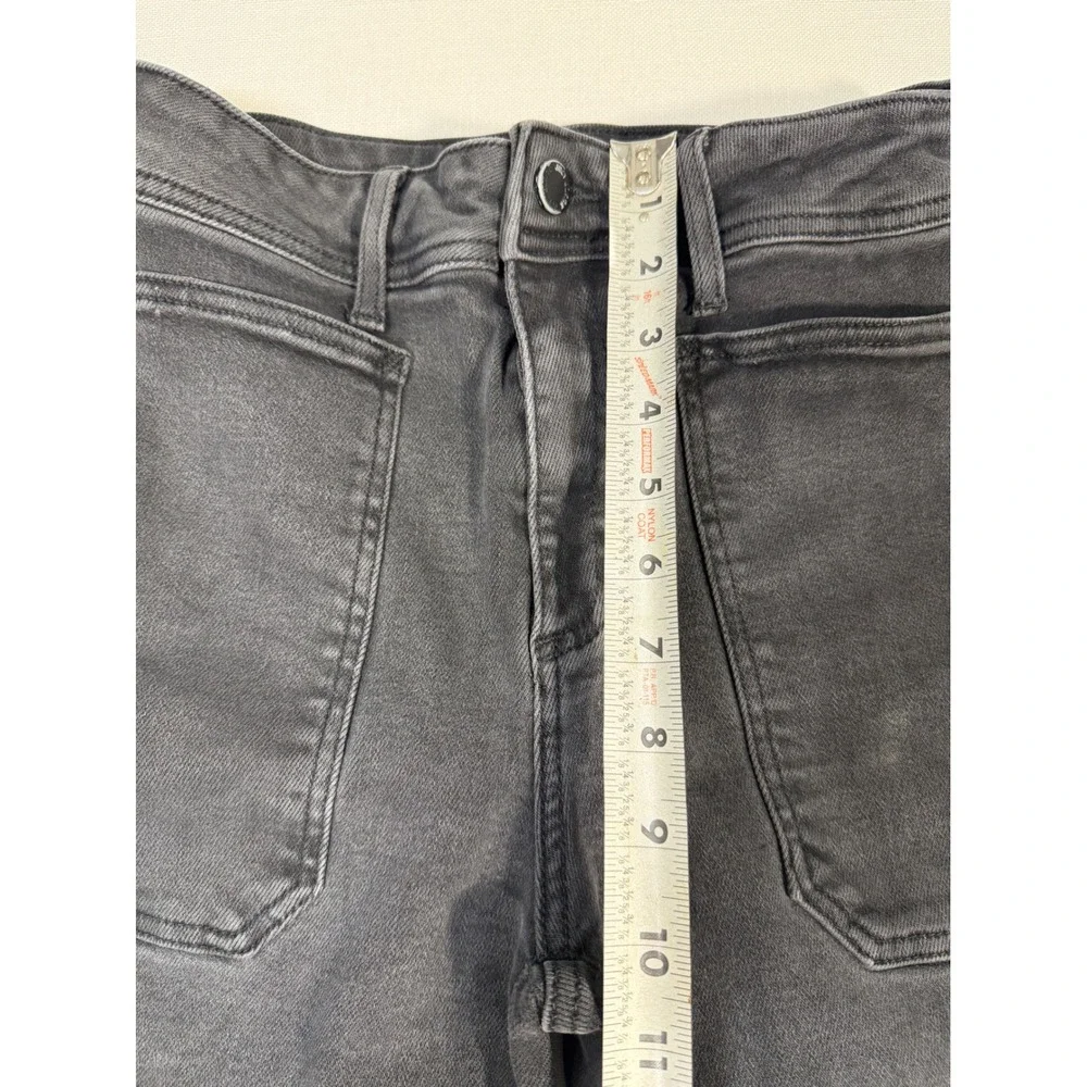 Just Black Denim Womens Wide Leg Utility Patch Pocket Jeans Raw Hem Black 27